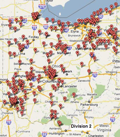 Division 2 Schools - Click for Larger Map